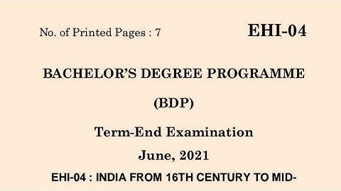 EHI-04  JUNE-2021 QUESTION PAPER IGNOU