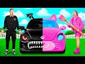 ピンクの車と黒い車のチャレンジ | いたずら戦争 BaRaDa Best