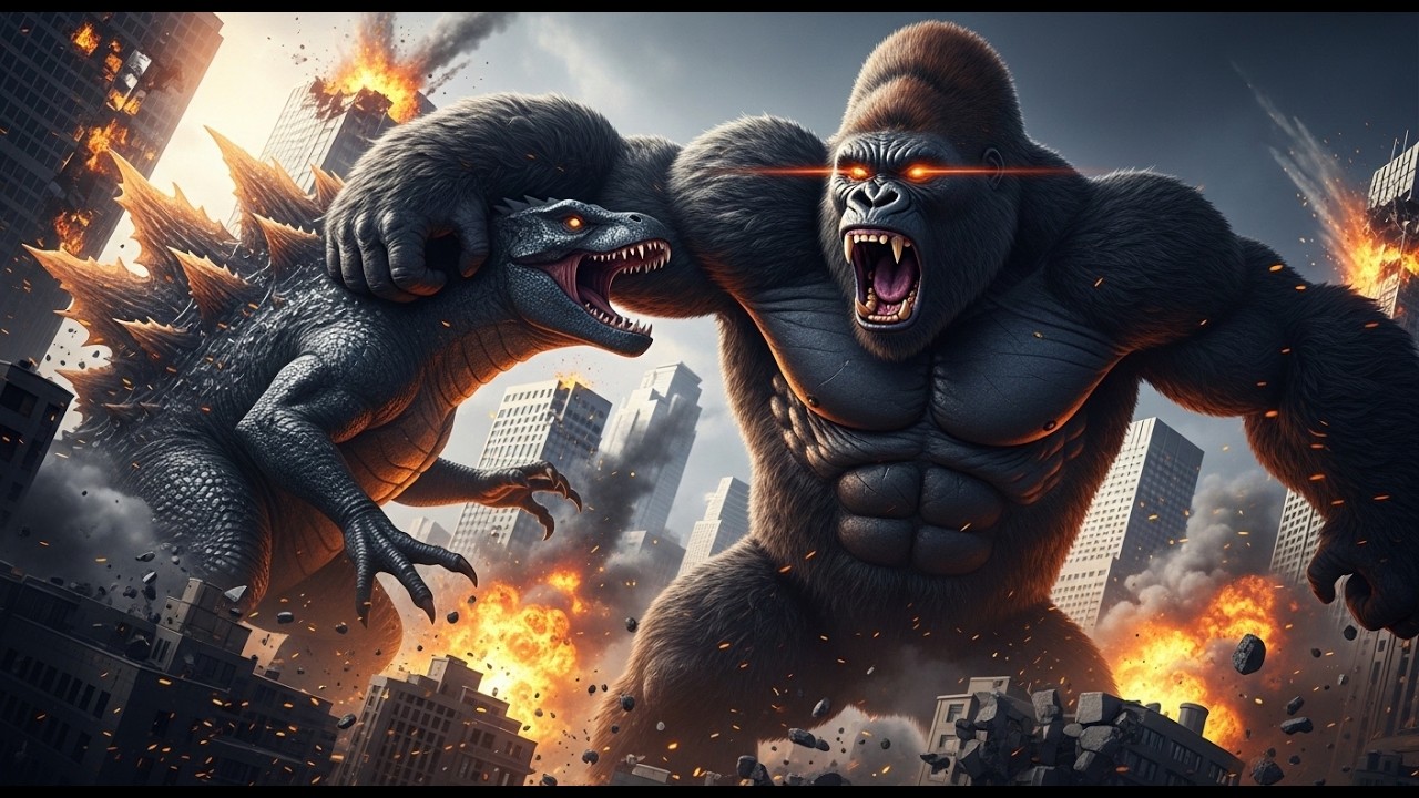 King Kong vs Godzilla: The battle aimed at destroying the city.