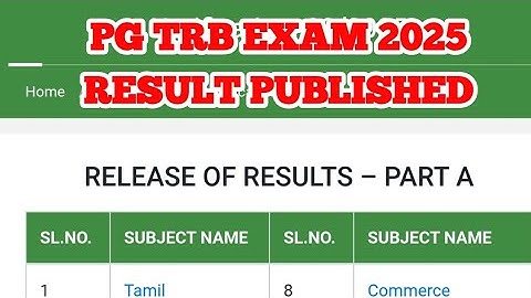PG TRB EXAM 2025: RESULT OUT / PUBLISHED