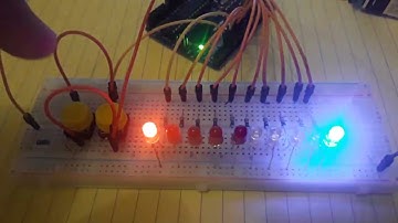 Two LED pattern switching using 2 tact switches by Arduino