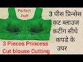 Three Pieces Princess cut Blouse  cutting  on Fabric.very easy way.