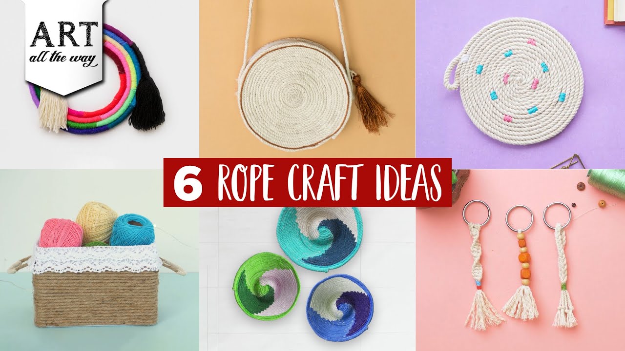 6 Rope craft ideas, DIY Home Decors, Storage crafts, DIY Keychains
