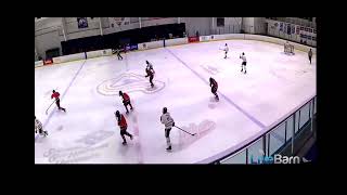 Third man high, hard o zone plays, blocked shot.(#22white center)
