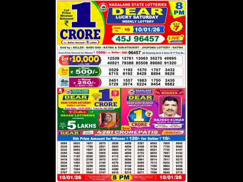Nagaland State Lottery Sambad 8 PM Result Today 10 01 2026 