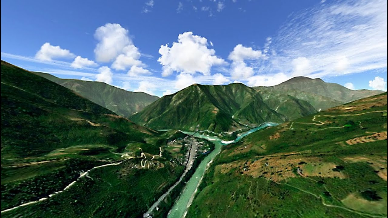 Muglin Narayanghat Highway and Trishuli River aerial view in GeoFS scenery