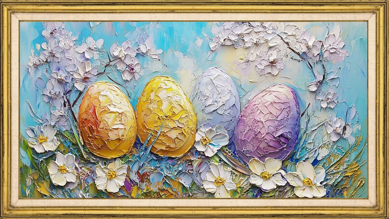 Easter Egg Spring Art 🌸 2 Hour Relaxing TV Frame Art Screensaver | Floral Pastel Painting