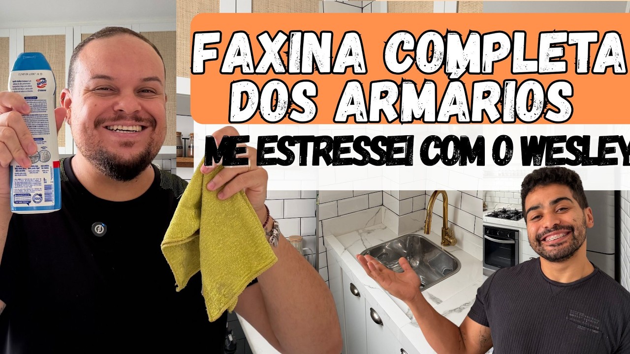 DESESPERO: FAXINA DOS ARMÁRIOS DA COZINHA TERMINOU EM ESTRESSE - CULPA DO WESLEY | LIMPEZA COMPLETA