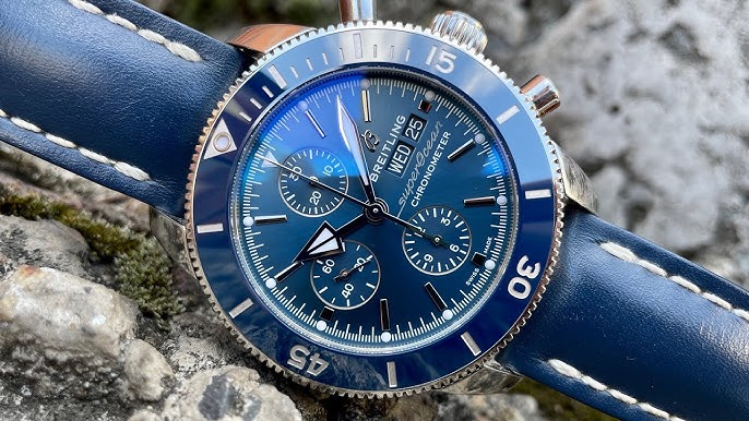 Men's Heritage Chronograph Leather Blue Dial Watch