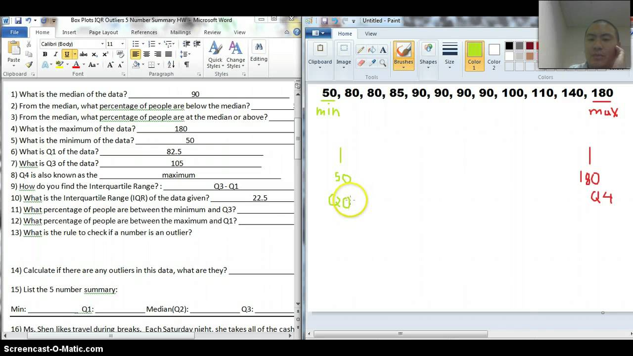 2.5 Worksheet Iqr/outliers Answers Key