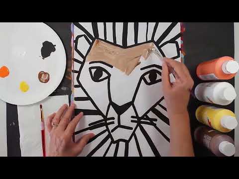 How to Draw and Paint a LION with Acrylic Paints Step-By-Step for Beginners Timelapse
