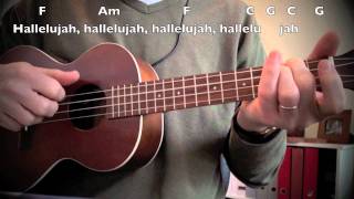 Video thumbnail of "Hallelujah cover, Ukulele with Chords, Lyrics"