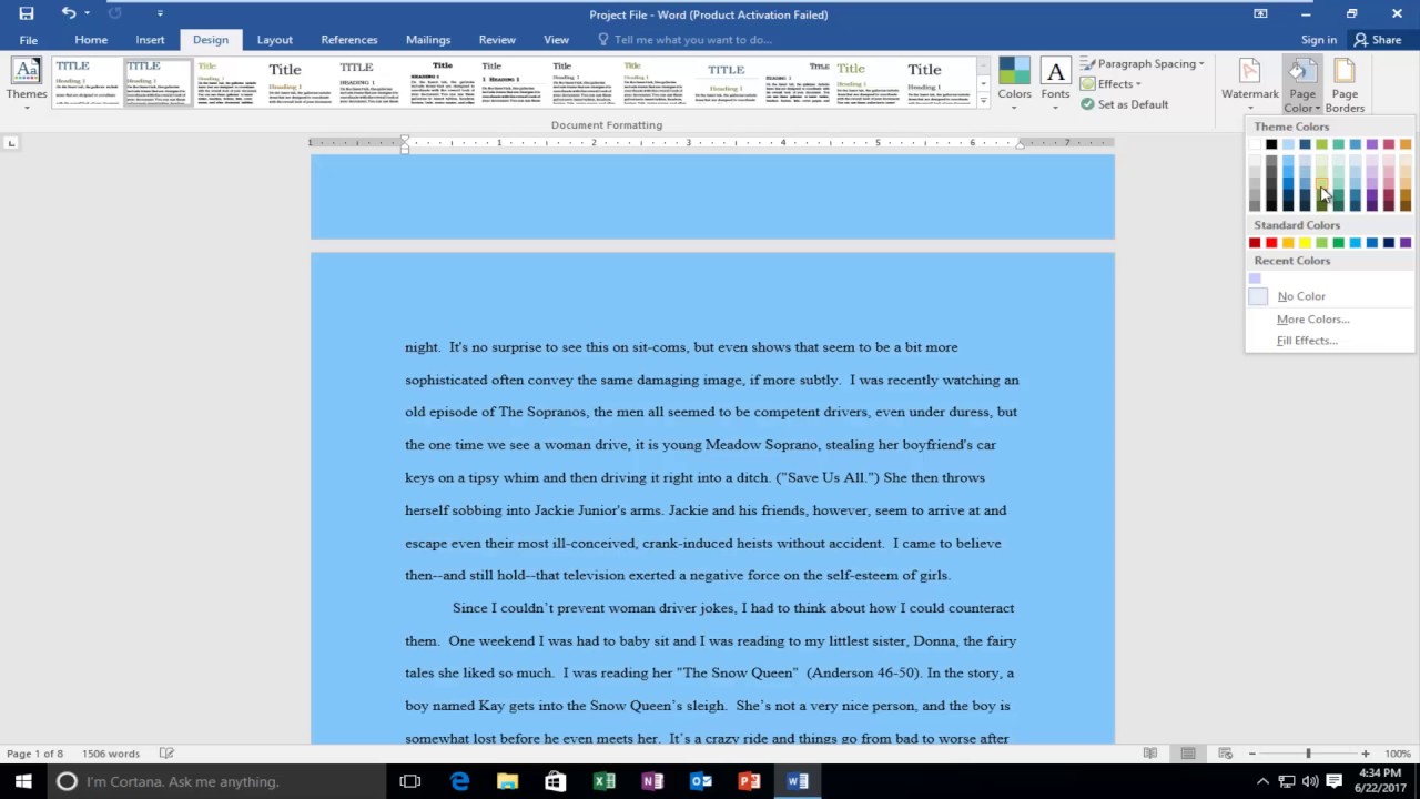 how to change page color in word Microsoft word change color of page