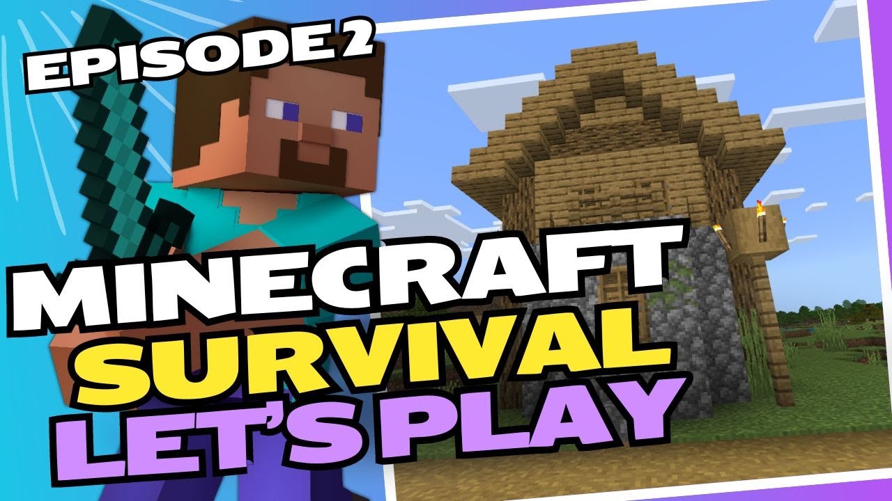 Minecraft Survival Lets Play Ep 2 (VILLAGE SPOTTED with a STARTER HOUSE ...
