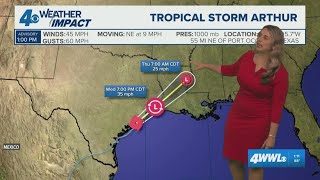 Wednesday 1 PM Tropical Update: Tropical Storm Arthur to dump heavy rounds of rain on Louisiana