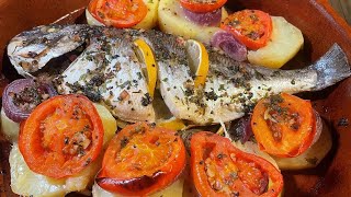 Etiket. Fırında Bütün Balık. السمك المغربي. Çok Lezzetli.