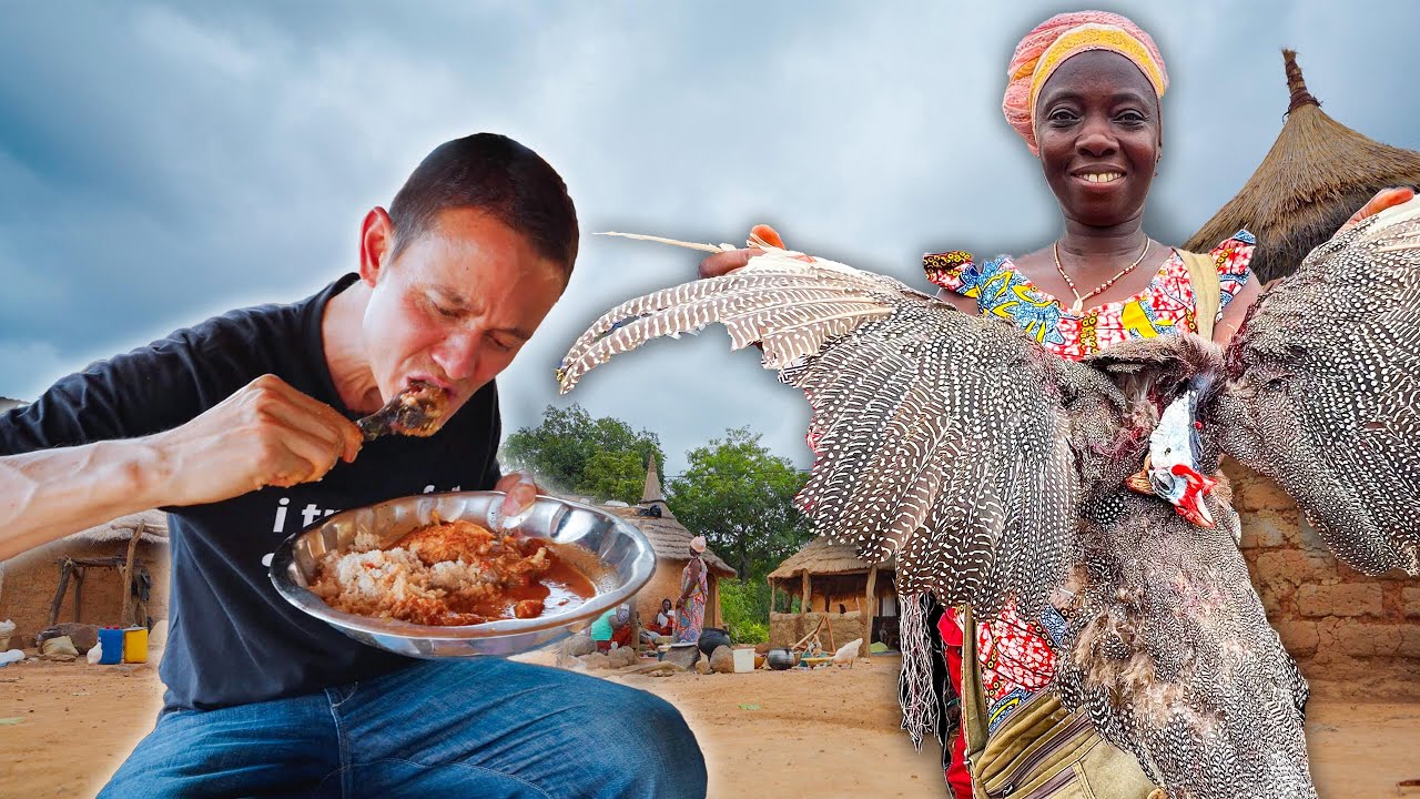 ⁣Whole GUINEA FOWL Stew in Africa!! MOST REMOTE Village Food in Côte d'Ivoire!! 🇨🇮