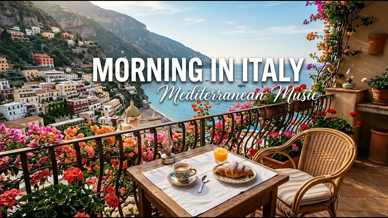 Morning Coffee ☕ Italian Music | Relaxing Mediterranean Guitar & Ocean Waves