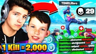 1 KILL = 2,000 *FREE* V-BUCKS! Fortnite: Battle Royale with my Little Brother!