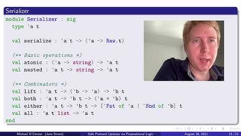 OCaml Workshop 2021 - Safe Protocol Updates via Propositional Logic