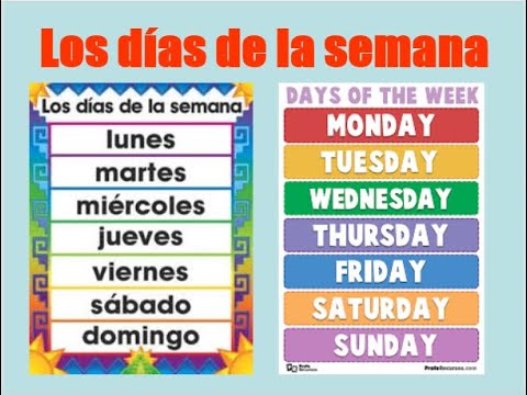 los dias de la semana (days of the week in Spanish) 