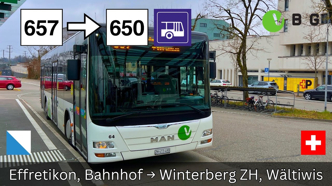 🇨🇭Zürich VBG Buslinien 657/650 | Effretikon → Winterberg ZH [4K]