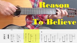 Reason To Believe - Rod Stewart - Fingerstyle Guitar Tutorial Tab