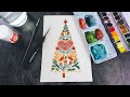 Painting a Folk Art Christmas Tree in Watercolour | 12 Cards of Christmas No:2 Tree