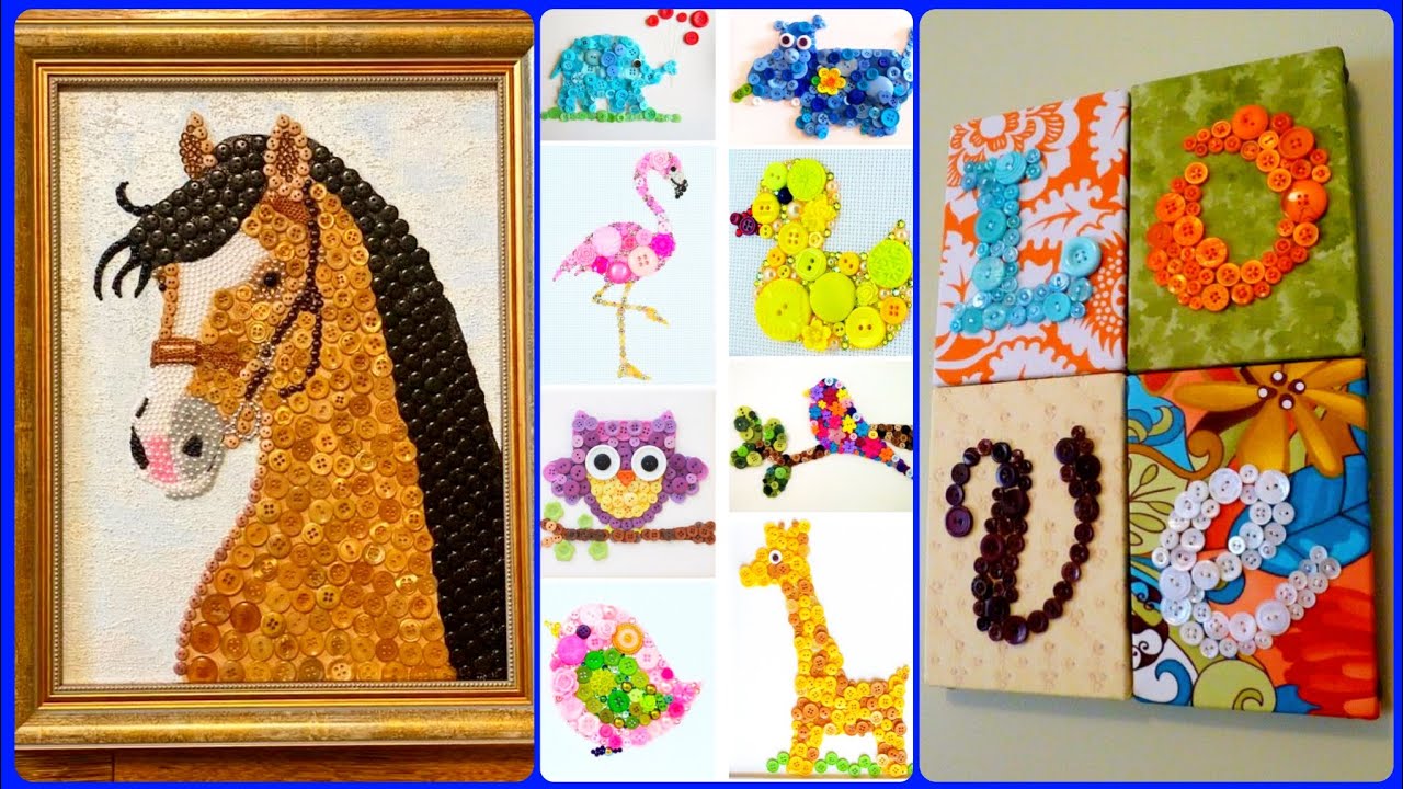 Old Buttons Ka Kamal 🤗Handmade Button Craft Ideas | Colorful Animal & Alphabet Wall Art Design