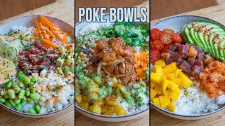 Tres Poke Bowls perfectos, hechos en casa