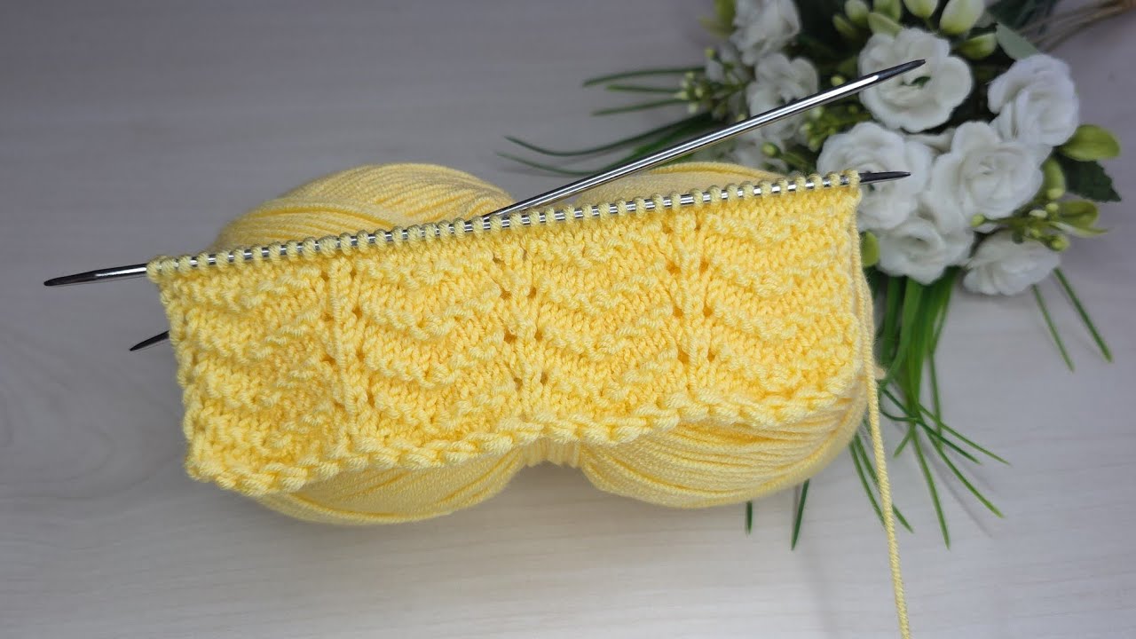 Kolay İki Şiş Örgü Yelek Model Desen💛 