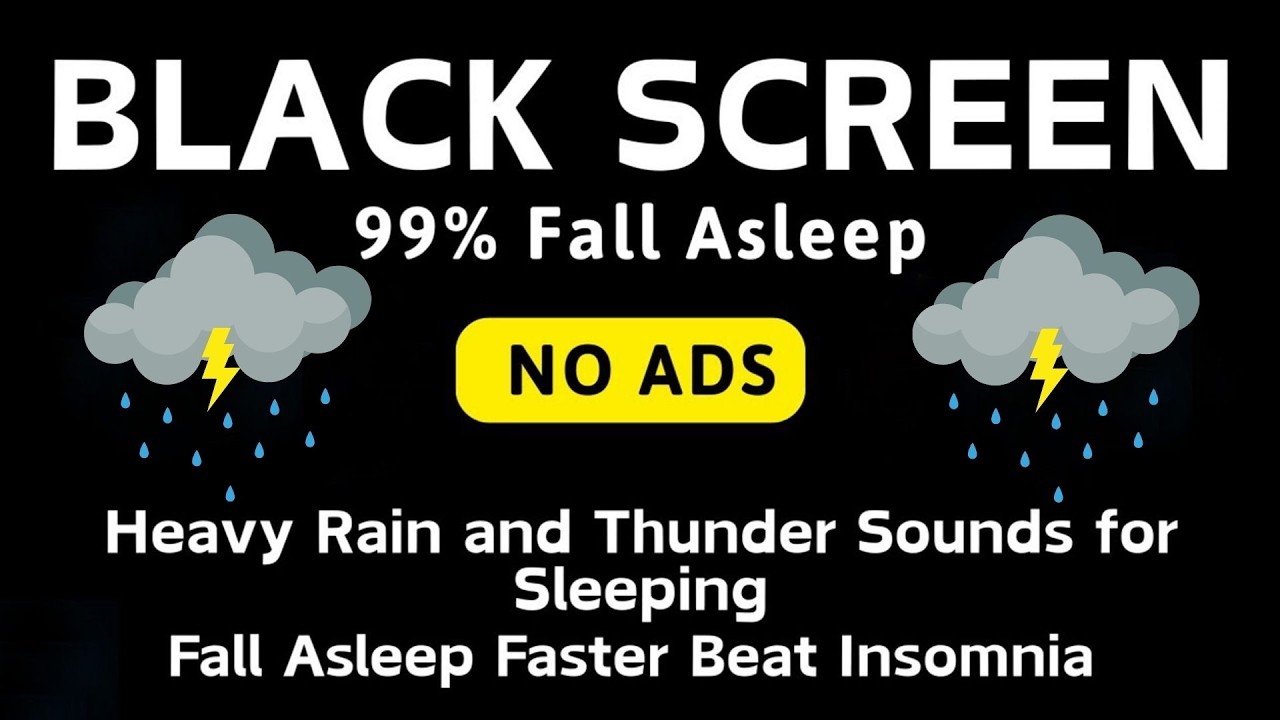 🔴 Heavy Rain and Thunder Sounds for Sleeping 💧| Pure Relaxation Sounds - Black Screen💧
