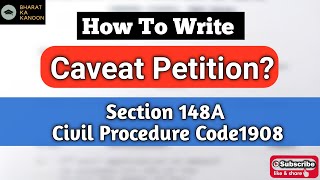 How To Write | Caveat Petition | Section-148 A of | Civil Procedure Code-1908