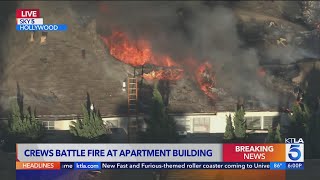 Firefighters battle massive fires at 2 apartment buildings in Hollywood