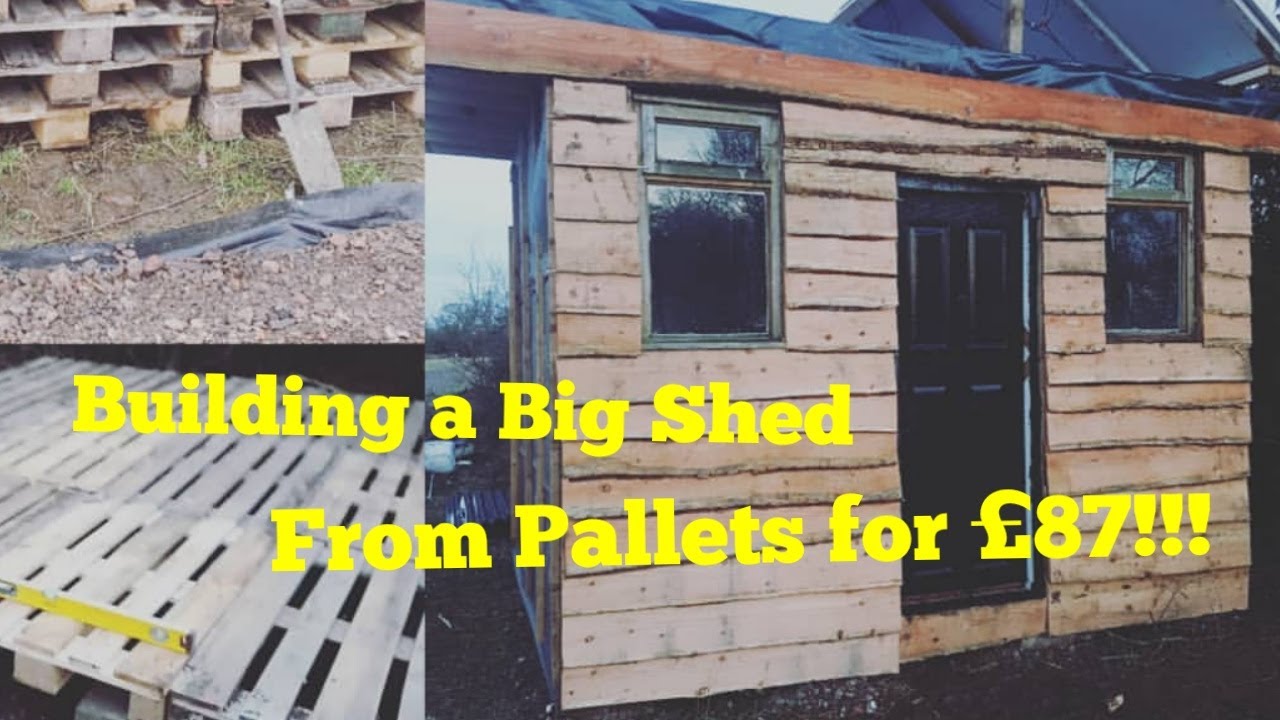 Build a BIG SHED from pallets for Â£87 (gym, office, man 