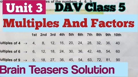 🧠 Brain Teasers DAV Class 5 Maths Unit 3 Multiples And Factors Brain Teasers Solution||ADARSH 999