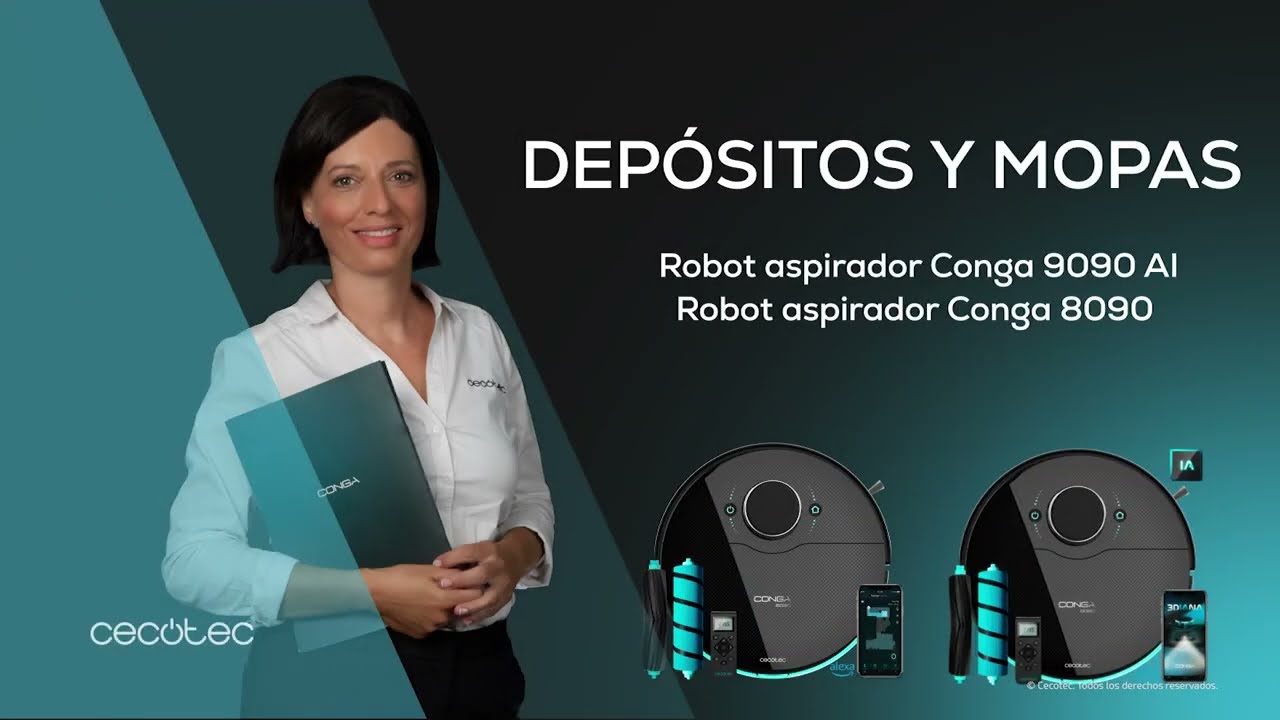 Uso de los depósitos y mopas de los robots aspiradores Conga 9090