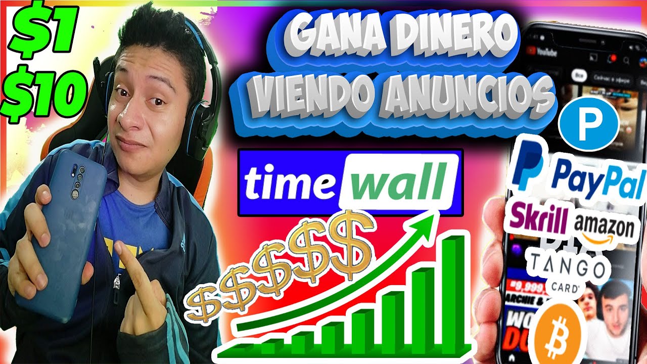 🥳 Como ganar dinero viendo anuncios rapido GRATIS time wall ganar mas