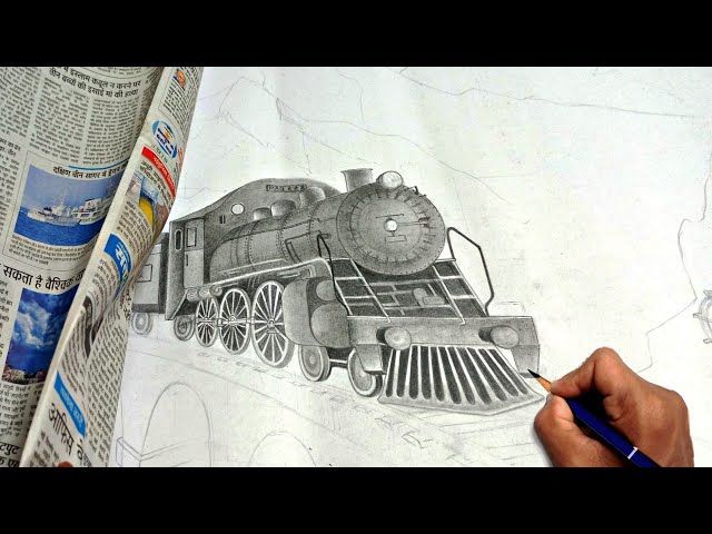 Indian Railway Drawing 🔥| Train Drawing | Drawing Topic Indian Railway Art | Kalakar Rajesh #Train class=