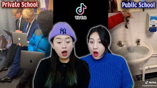 Korean Girls React to 'Public vs Private School' Tiktoks