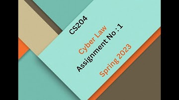CS204 Cyber Law Assignment No 1 Solution