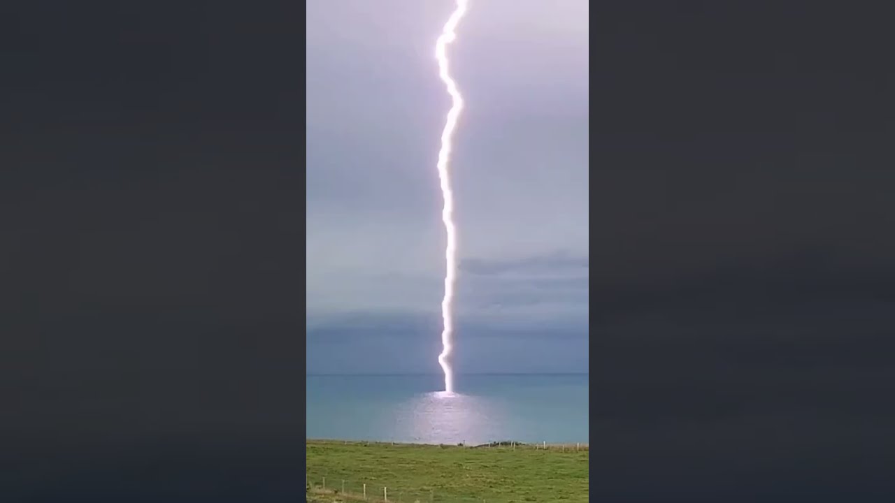 Rare Footage Shows Moment Lightning Bolt Slams Into The Sea Off English Coast SWNS