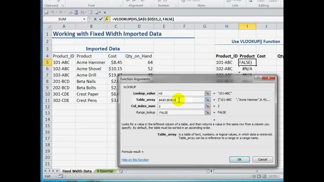 How To Correct N A Error Messages For Vlookup Function In Excel Youtube