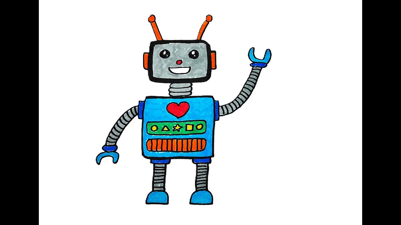 How to Draw a Robot | Drawing Easy Step by Step for Kids | Colouring