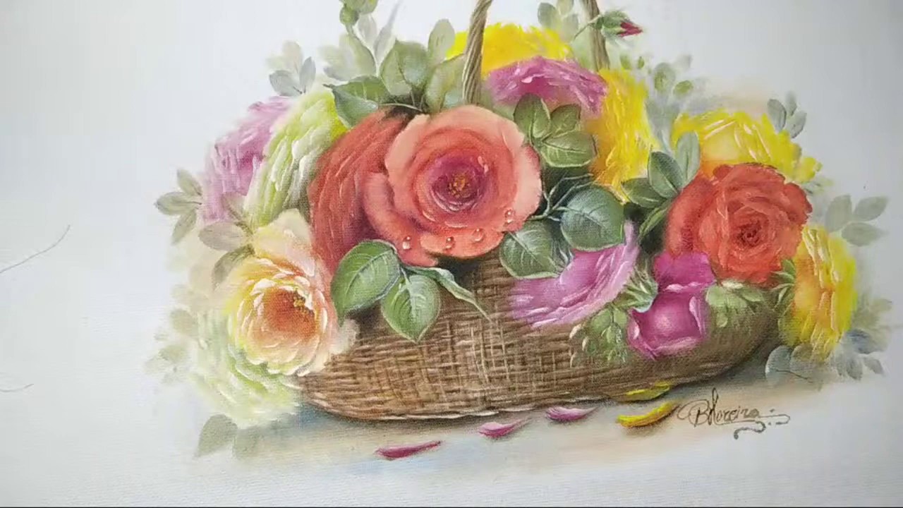 Pintando uma cesta de rosas......parte1
