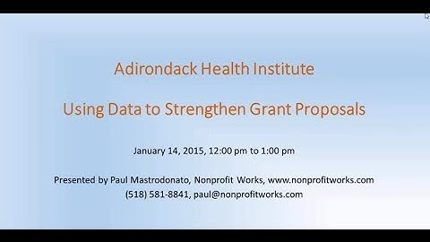 Using Data to Strengthen Grant Proposals Webinar
