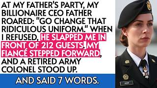 My Billionaire Father Slapped Me in Uniform Before 212 Guests, Until My Teacher Fiancé and a Reti...