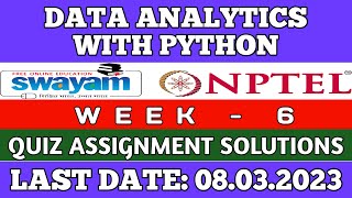 DATA ANALYTICS WITH PYTHON WEEK 6 ASSIGNMENT 6 SOLUTION| NPTEL | SWAYAM | JAN-JUL 2023
