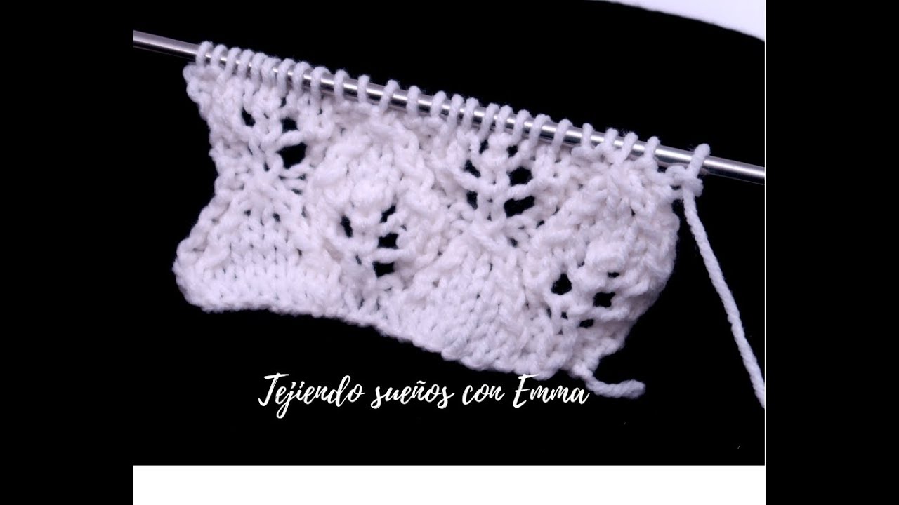 Como hacer puntada de Hojas Tejidas a dos Agujas