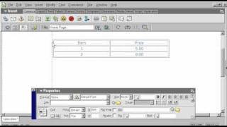 Creating a tables in Dreamweaver MX